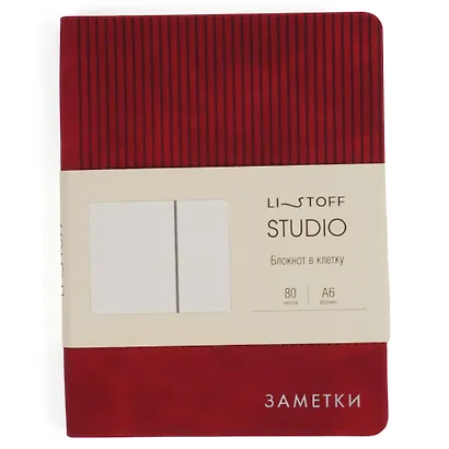 Записная книжка А6 80л кл. "Studio. Бордовый", иск.кожа,интегр.обл., скругл.углы, ляссе - фото 7