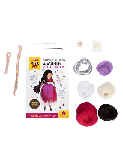 Набор для творчества. Валяние шерстью. Цветочная фея "Пиона" - фото 4