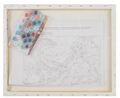 Холст с красками по номерам "Девушка с драконом", 40 х 50 см - фото 4