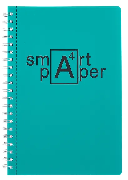 Тетрадь А4 80л кл. "Smart. Зеленый" гребень, цветн.пластик с печатью, перфорация, вырубка под кольца, инд.уп. - фото 1