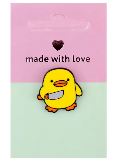 Значок Уточка с ножом (металл) - фото 1