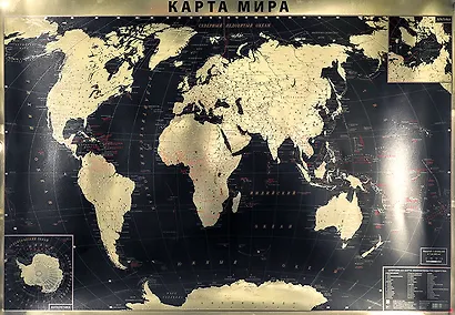 Интерьерная карта Мира (политическая) (GOLD) (Масштаб 1/38млн.) (90х60см) (картон, фольга) (упаковка) - фото 1