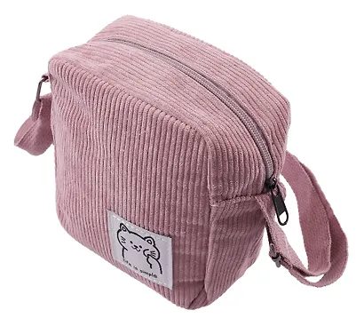 Сумочка на молнии кросс-боди (розовая) (вельвет) (16х14х6) (12-HanMa-765) - фото 4