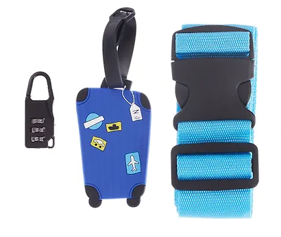 Travel набор Бирка, замочек и ремень для багажа (синий) (12-travel22-B1) - фото 3