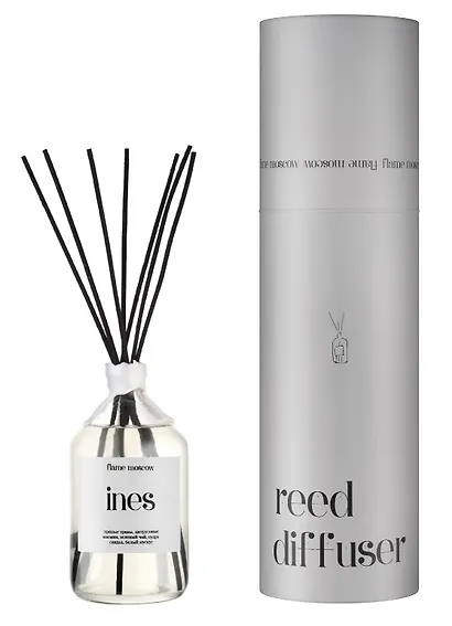 Диффузор ароматический Ines (Пряные травы,Цитрусовые,Жасмин,Зеленый чай,Пудра,Сандал,Мускус) (110мл) (flame-RD015-110) - фото 1