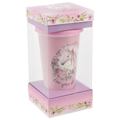 Стакан керамический Единорог в цветках (ПВХ бокс) - фото 3