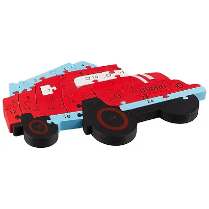 Деревянные пазлы-Фигуры Пожарная машина с цифрами и англ. алфавитом - фото 2