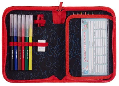 Пенал 1 отделение "Foggy car" с наполнением, 21*14см, 24 предмета - фото 3