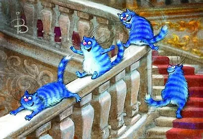 Открытка одинарная Эрмитажные коты Зенюк Р., 16*11см - фото 1
