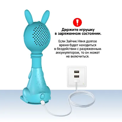 Зайчик Няня. Голубой. Музыкальная интерактивная игрушка - фото 6