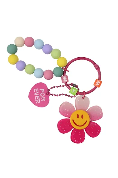 Брелок-обвес на сумку Цветочек с бусинами Роовый (пластик) (12-3307032615-6137) - фото 1