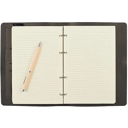 Ежедневник-органайзер недат. А5+ 160л 160*225 "Жатка" серый, кожзам, мягкий переплет, тонир.блок, 4 кольца, гориз.резинка - фото 4