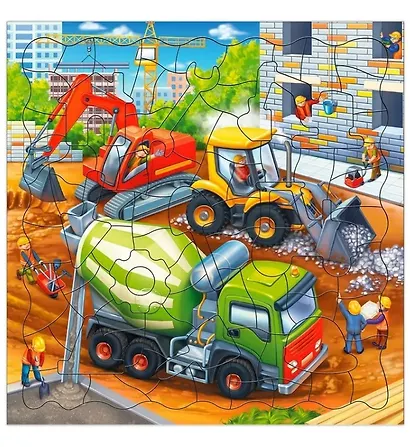 Пазл фигурный на подложке "Стройка", 80 деталей - фото 1