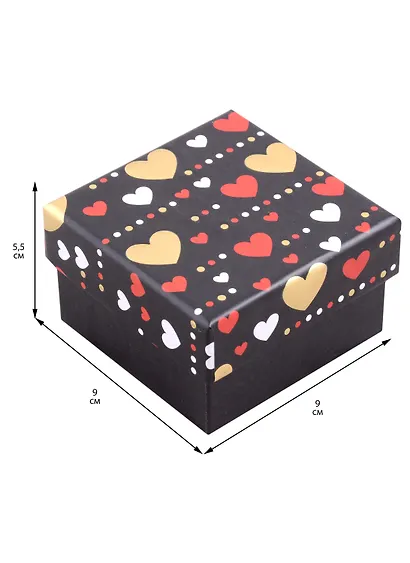 Коробка подарочная "Hearts on black" 9*9*5,5см, картон - фото 2