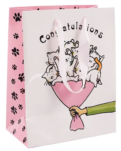 Пакет А5 23*18*10 "Котики. Congratulations" нейтр., бум.мат.ламинат - фото 3