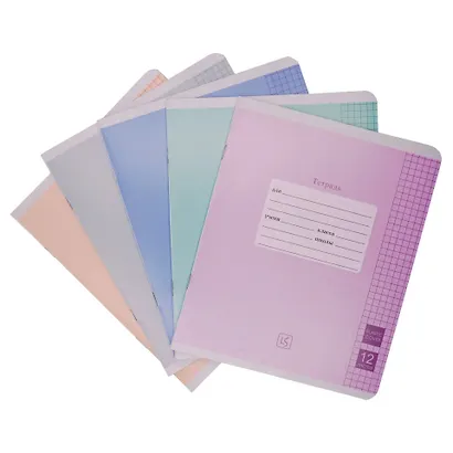 Тетрадь 12 листов, клетка, "Easy Cover", в ассортименте - фото 2