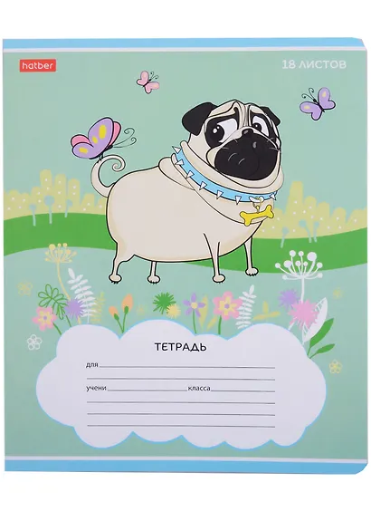 Тетрадь в клетку Hatber, "Мопс", 18 листов, в ассортименте - фото 4