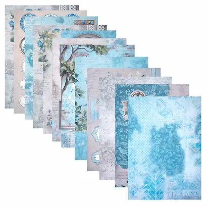 Бумага для скрапбукинга 15х21 см "В лазурных тонах", двусторонняя, 12 листов, 240 г/м2 - фото 3
