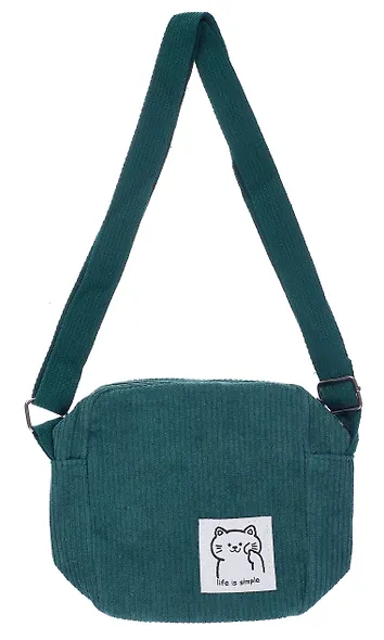 Сумочка на молнии кросс-боди (бирюзовая) (вельвет) (16х14х6) (12-HanMa-766) - фото 1