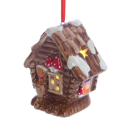 Украшение новогоднее Избушка с подсветкой, 3 варианта (керамика) (7х5х8) - фото 7