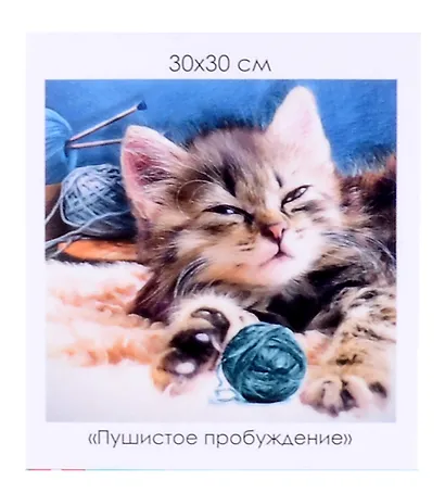 Алмазная мозаика на канве "Пушистое пробуждение" (30*30 см) - фото 1