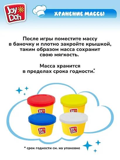 Масса для лепки Joy Doh, набор Cake Set - Тортики, 4 баночки с тестом (4 х 50г), формочки для пирожных и тортов, 14 аксессуаров - фото 13