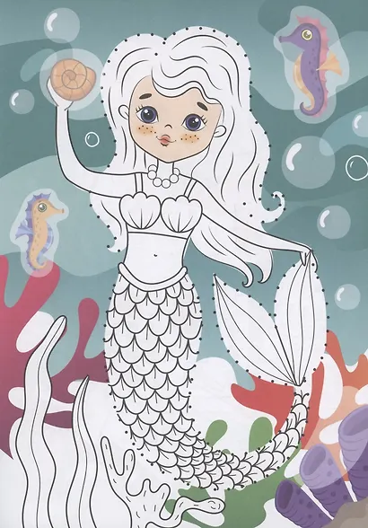 Раскраска. От точки к точке с наклейками. Волшебный мир - фото 2