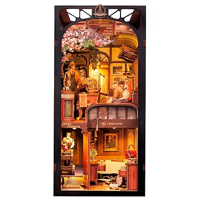 BN01 Конструктор интерьерный  – сборный домик CuteBee - Загадочное Расследование в Поезде, 338 деталей (материалы: дерево, картон, пластик, металл), со световыми эффектами (подсветка интерьера), с питанием от 2хААА батареек (не включены), серия DIY, возра - фото 9