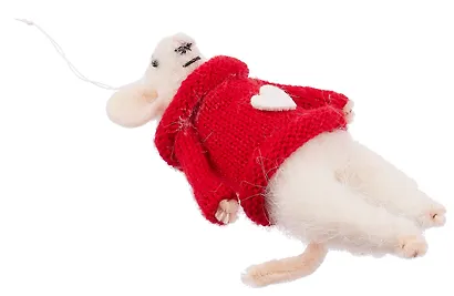 Новогоднее подвесное украшение Мышка в свитере (войлок) (11 см) - фото 2