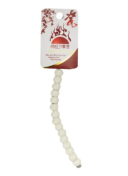 Набор для творчества Бусины керам. на силикон. нити 15шт 8мм J3, моноцвет рисовый - фото 1