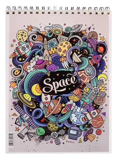 Блокнот А5 50л кл. "Дудл" спираль, тверд.подложка, тонир.блок, полн.УФ лак, ассорти - фото 1