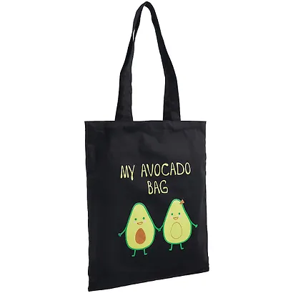 Сумка-шоппер My avocado bag, черная, текстиль, 40см.*32см. - фото 2