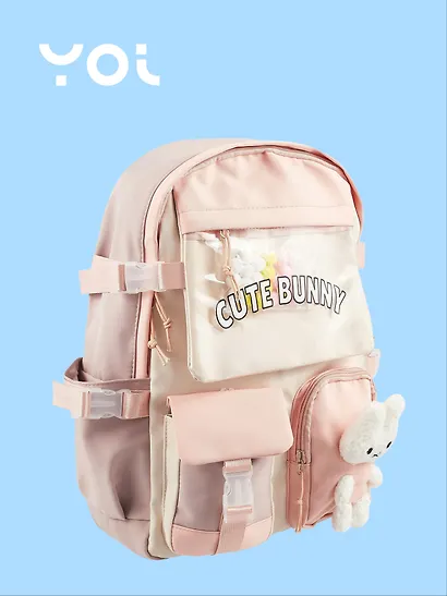 Рюкзак "Зайка" 42*27*15 см, сиренево-розовый, с игрушкой - фото 2