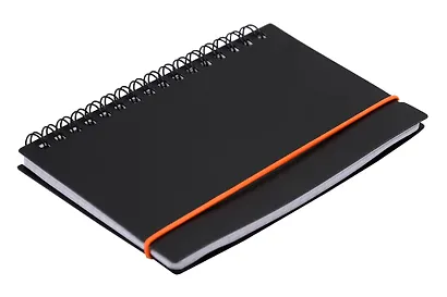 Записная книжка А6 80л кл. "Favorite Black. No 1" спираль, пласт.обл., резинка - фото 2