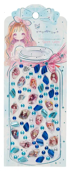 Стразы самоклеящиеся фигурные (голубой микс) - фото 1