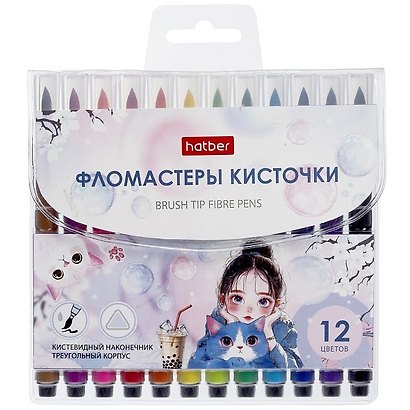 Фломастеры «Bubble -Tea» Hatber, 12 цветов - фото 1