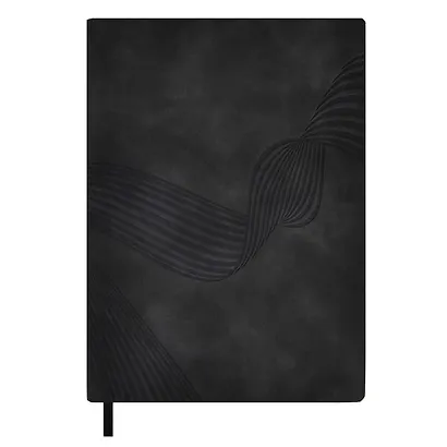 Ежедневник недат. А6+ 160л 126х174 "Софт-тач" чёрный, иск.кожа, мягкий переплет, блинт.тиснение, офсет, ляссе - фото 1