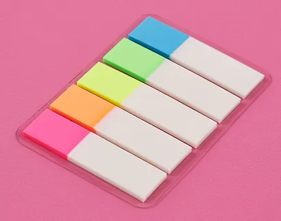 Закладки самоклеящиеся 5 цветов*25 листов, с цветным краем - фото 2