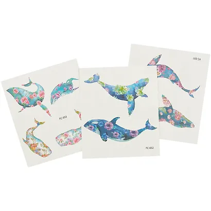 Тату Киты в цветах (10,5*12см) - фото 4