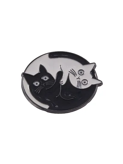 Набор металлических значков (3шт.) (Pin Joy Котик с хвостиком Значок Pin Joy Коты Инь-Ян Значок Pin Joy Клевер) (металл) - фото 4