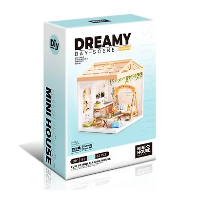 8010 Конструктор интерьерный для детского творчества – сборный домик Fairy Care «Уютный дворик», количество деталей - 82 (материалы: пластик, металл, картон), со световыми эффектами (подсветка интерье - фото 1