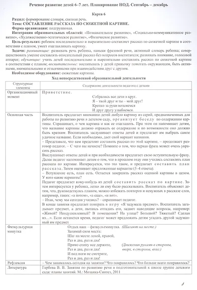 НОД. Речевое развитие детей 6-7 лет. Сентябрь - декабрь. 72 карты с методическим сопровождением - фото 7