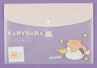 Папка-конверт А4 на кнопке "Capybara", ассорти - фото 2