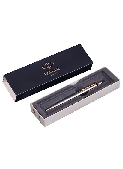 Ручка шариковая Parker, Jotter Stainless Steel GT, подарочная синяя - фото 3