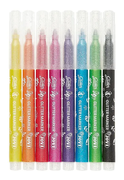 Фломастеры «Glitter» Carioca, 8 цветов, с блестками, смываемые - фото 2