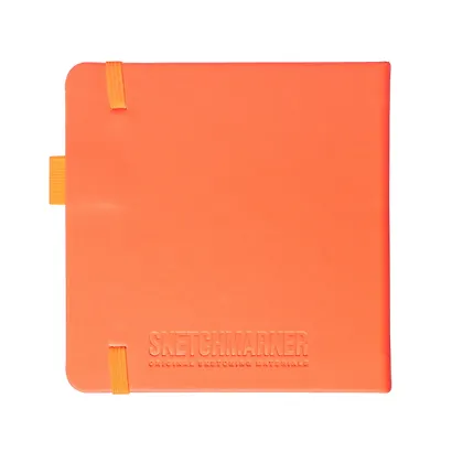 Скетчбук 12*12 80л "Sketchmarker"  неоновый коралл, 140г/м2, слоновая кость, тв.обл. - фото 3