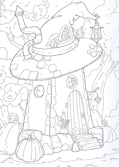 Ведьмочки и колдовство. Не очень страшные раскраски - фото 2