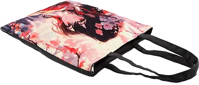 Сумка-шоппер на молнии аниме Девушка с цветами в волосах (38х35) (текстиль, флис) Bookvalno - фото 4