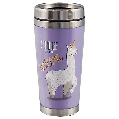 Термостакан Лама-единорог (пластик) (400мл) - фото 1