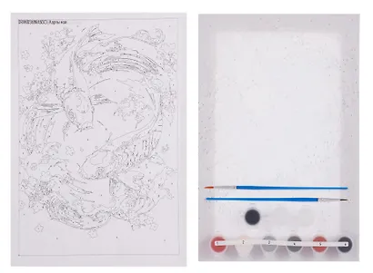 Картина-раскраска по номерам "Карпы кои графика", 19х28 - фото 4